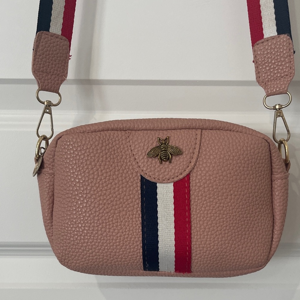Pink Crossbody Bag with Bee Accent